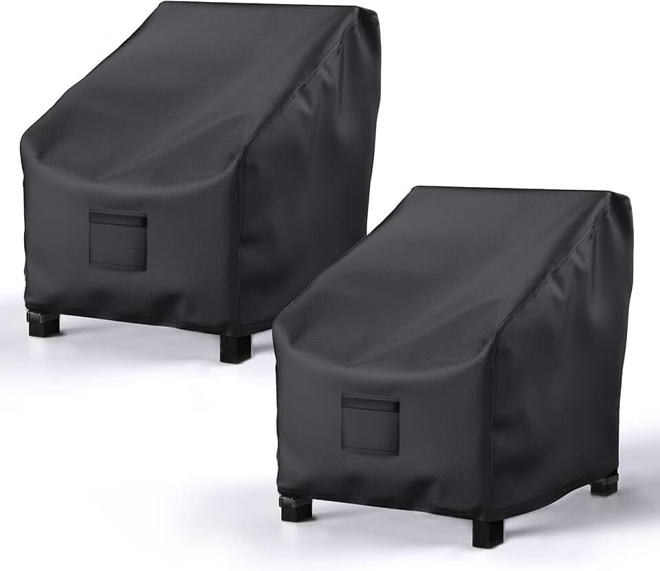2 Pack Outdoor Patio Chair Covers Waterproof 35"Wx38"Dx31"H, Black