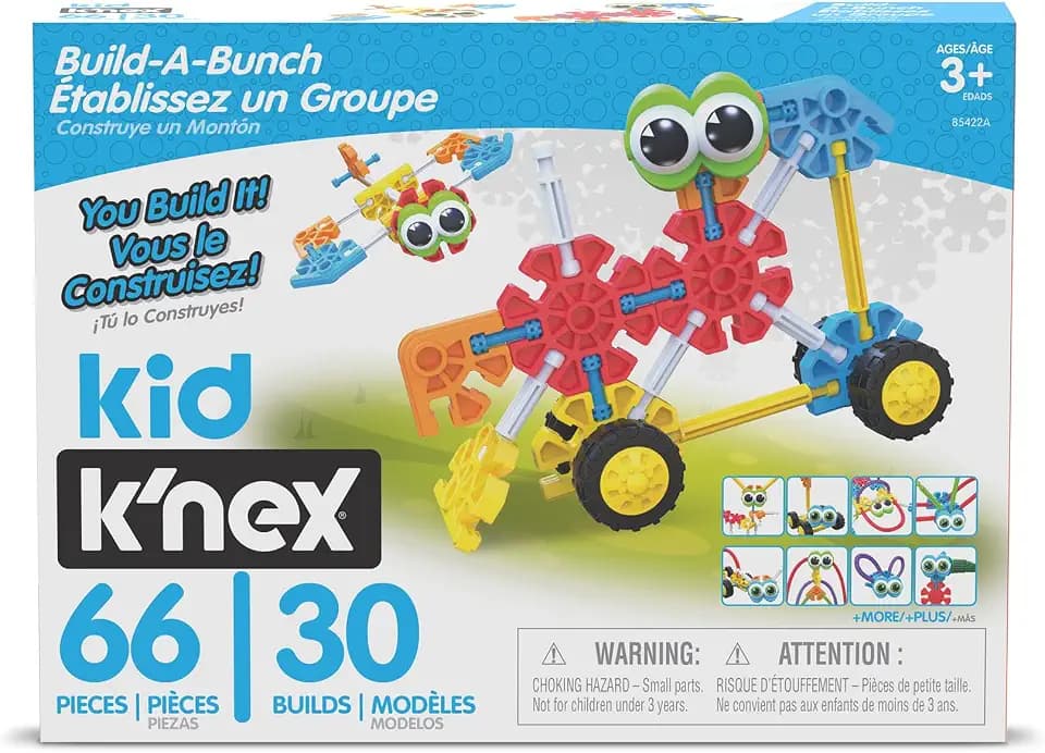 Build A Bunch-Set, Kid K'NEX, Basic Fun, 85422A, Konstruktionsspielzeug für Kinder, Tierfiguren und Fahrzeugmodelle für kreatives Spielen, Bauspielzeug geeignet für Jungen und Mädchen Ab 3 Jahren