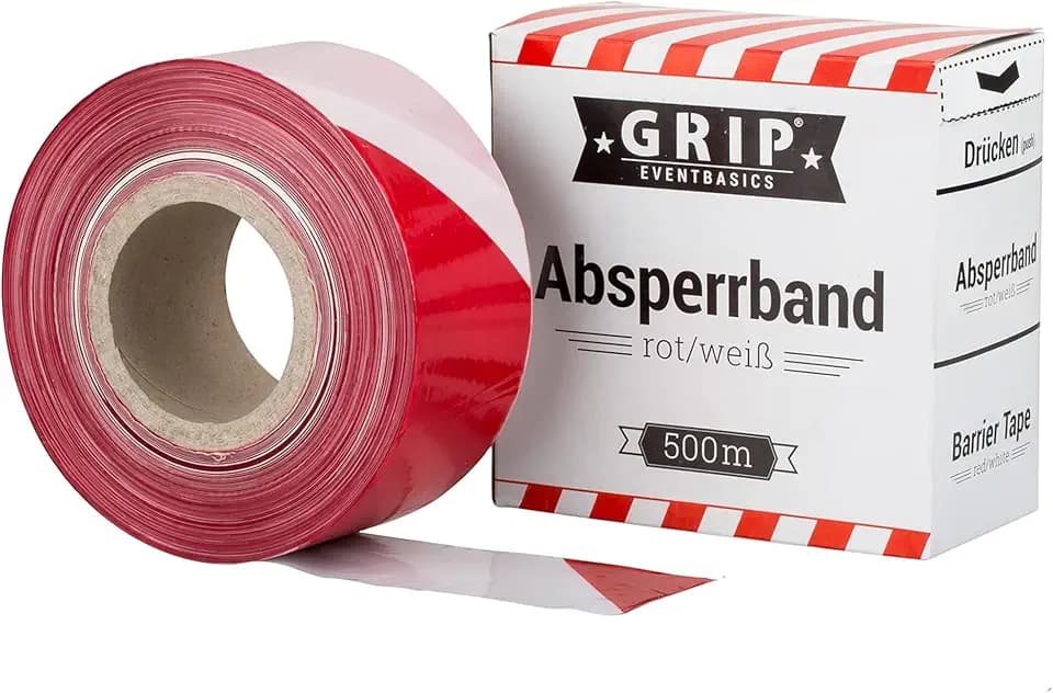 GRIP Eventbasics Absperrband rot-weiß – 28 µ – 500 m x 70 mm