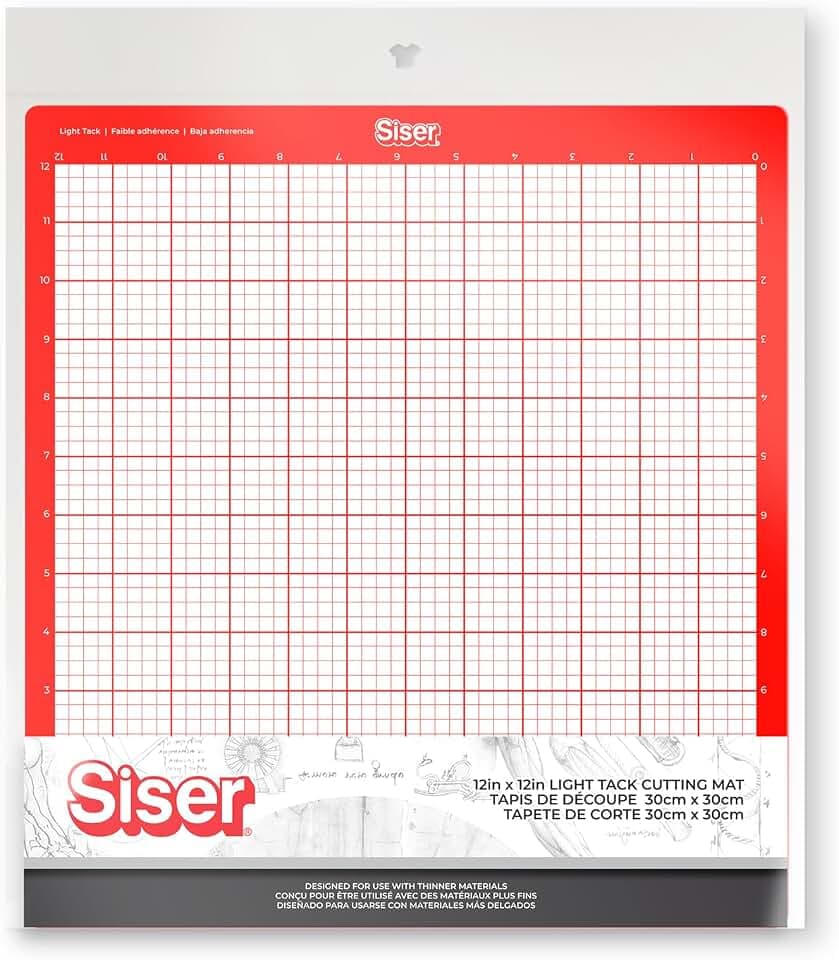 Siser Schneidematte Light Tack 30x30 cm - geringe Klebkraft, ideal für leichte Materialien. Präzise und genaue Schnitte auf selbstklebendem Vinyl und Papier