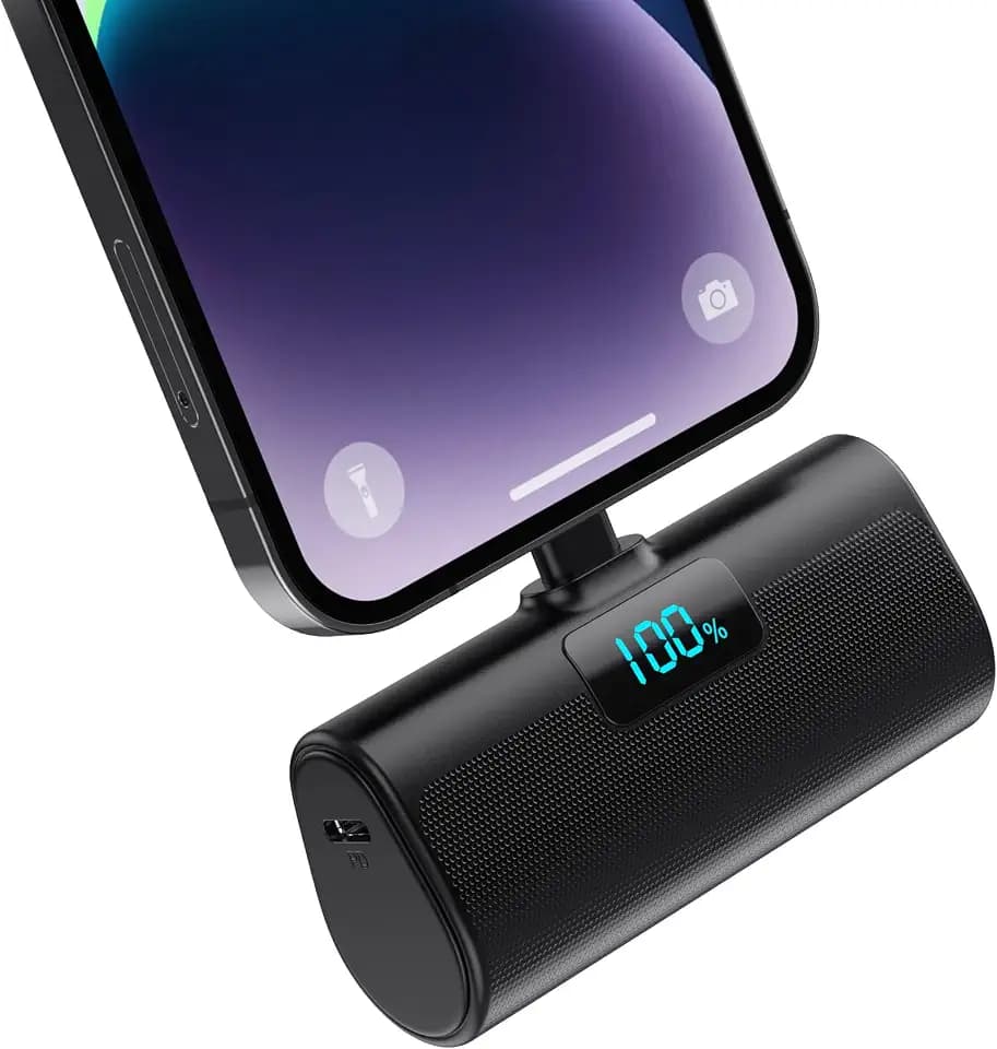 Mini Powerbank 5200mAh für iPhone, Klein Power Bank 20W PD 4.0A Schnellladefunktion Externer Akku, Compact LCD Digitalanzeige Akkupack Kompatibel mit iPhone 14/14/Pro Max/13/12/11/XR/XS/8/7/6plus