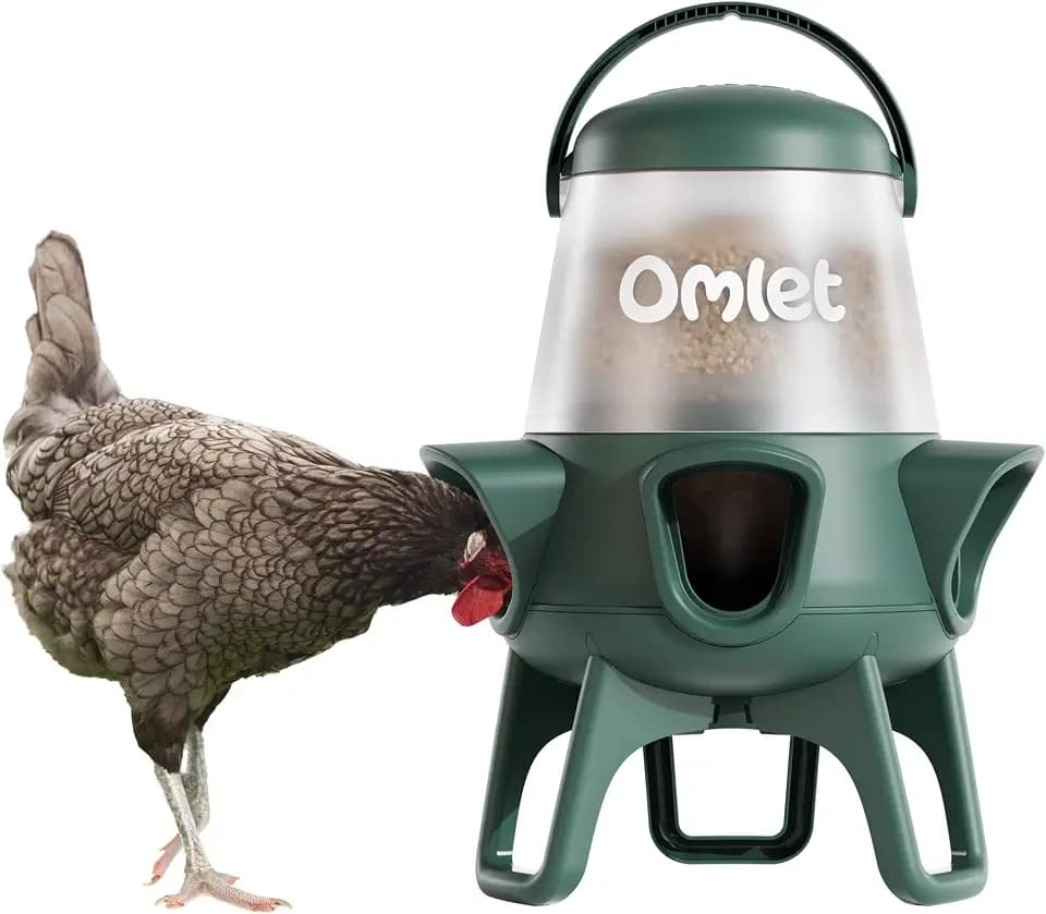 Omlet No Waste Chicken Feeder for Coop | 12lb Anti-Spill Poultry Feeder with 5 Feeding Ports | Feeds 6 Hens for 7 Days | Hanging or Free Standing | Weatherproof