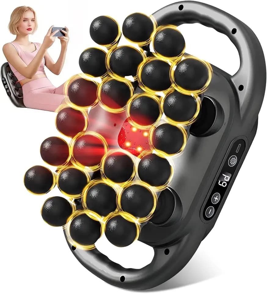 Kalamera Massage Gun with 24 Heads, Quiet Handheld & Hands-Free Muscle Massager for Workout Recovery, Office Relaxation, and Home Use, Rechargeable for Back, Shoulders, Legs & Feet