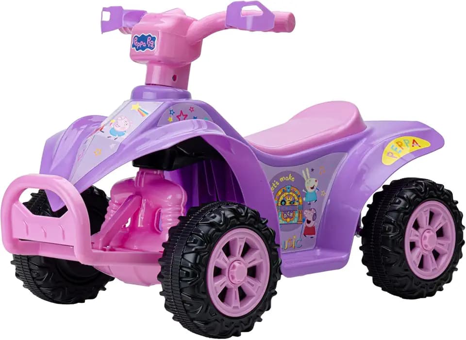 Peppa Pig - 6V Kids Ride-On ATV with Rechargeable Battery and Reverse Drive