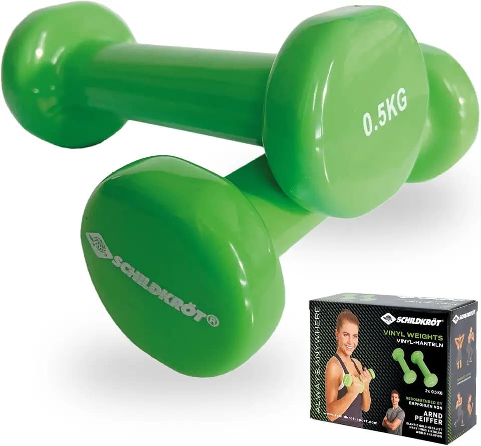 Schildkröt Vinyl Hanteln I ideal für Gymnastik-, Aerobic- und Fitness-Training I zwei gummierte Hanteln I 0,5kg - 3,0kg in Grün & Anthrazit