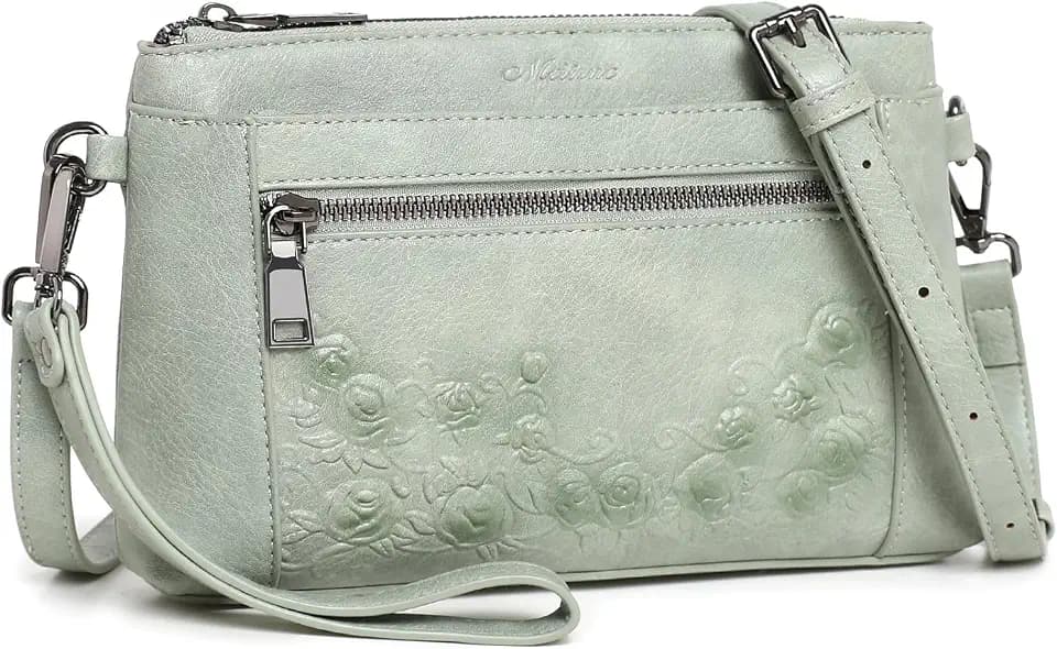MEITRUE Wristlet Wallet Small Crossbody Bags for Women Clutch Purse Leather Phone Purse with Adjustable & Detachable Strap