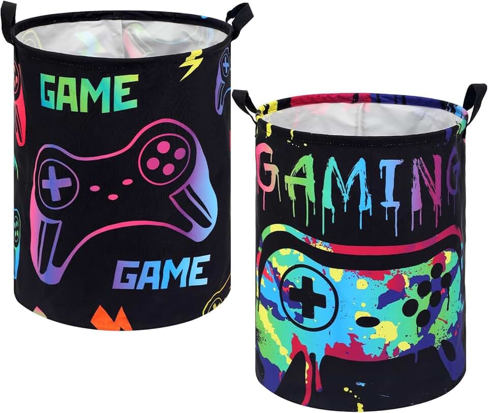 Zhehao 2 Pcs Gamer Laundry Basket Boys Kids Room Storage Bin, Fresh