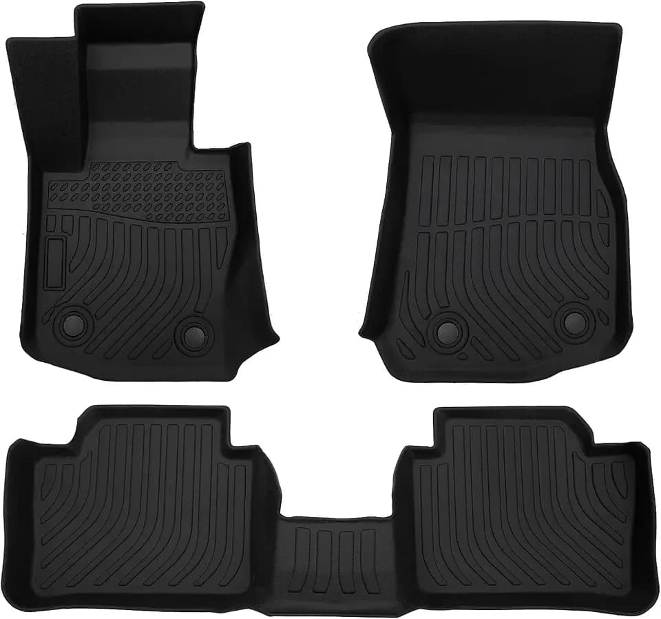 All-Weather TPE Rubber Car Floor Mats Compatible with 2014 2015 2016 2017 2018 2019 BMW 4-Series, Custom Fit Full Car Carpet Liners Set (Black)