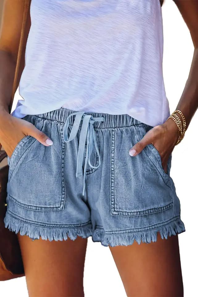 HVEPUO Damen Baumwolle Leinen Shorts Hotpants Sommer Weite Kurze Hosen