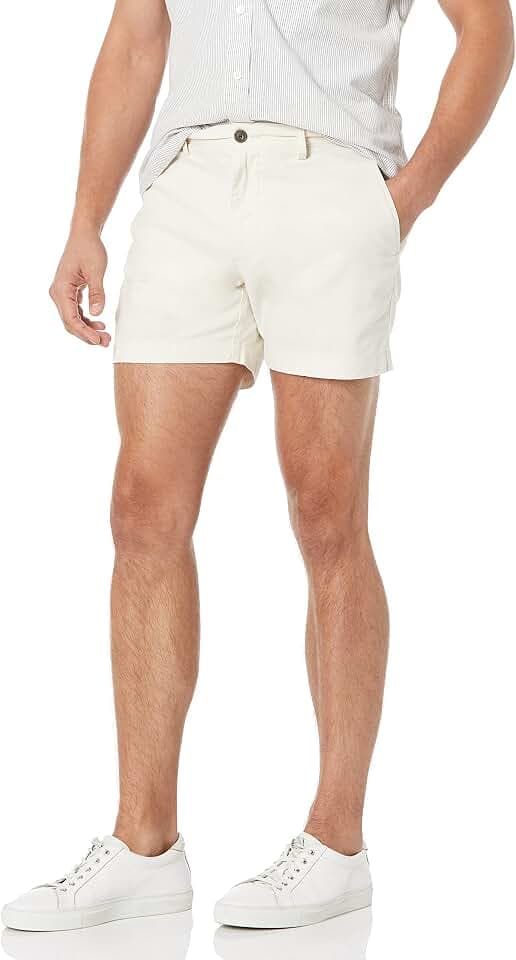 Amazon Essentials Men's Slim-Fit 5" Lightweight Comfort Stretch Oxford Cotton Shorts