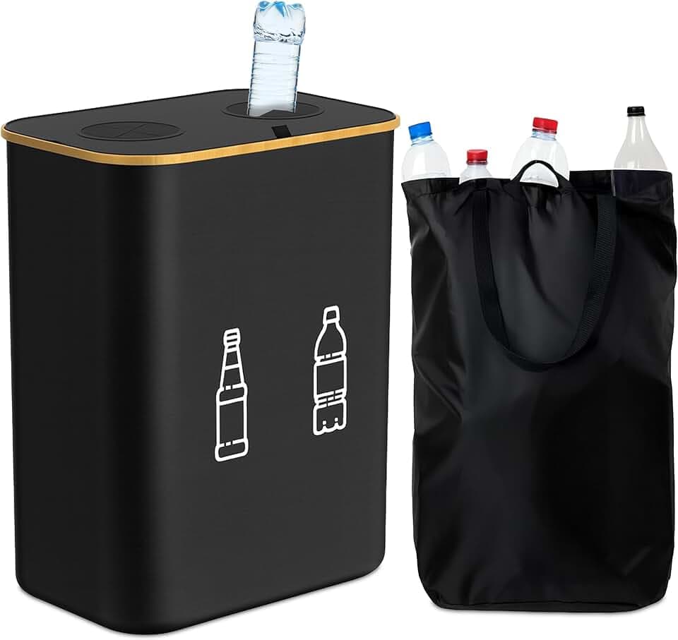 Relaxdays Pfandflaschen Sammelbehälter 160l, 2 Beutel, schwarz