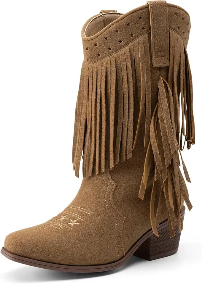DREAM PAIRS Girls Cowboy Cowgirl Western Boots