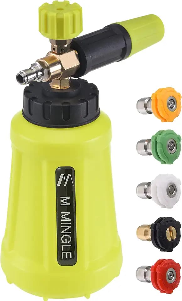 M MINGLE Foam Cannon for Pressure Washer, 1 Liter with 5 Nozzle Tips