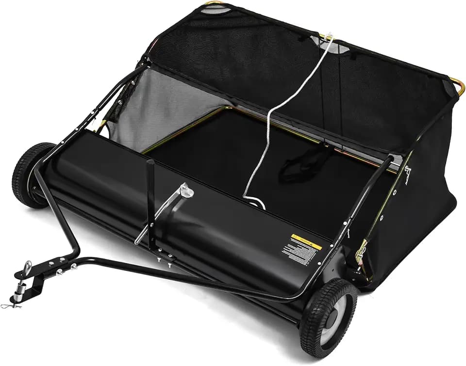 YITAMOTOR 42" Tow Behind Lawn Sweeper, 20 cu. ft. Leaf Collector
