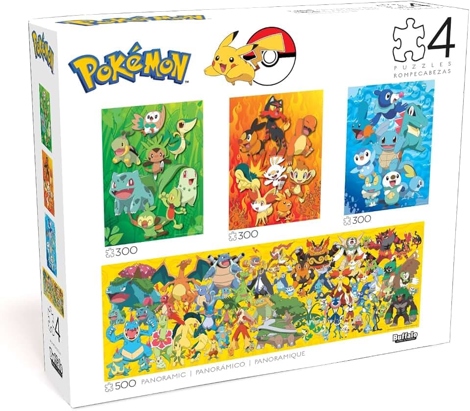 Buffalo Games Pokemon Puzzle 500 Pieces, 300 Piece Puzzles for Adults, 4 Pc