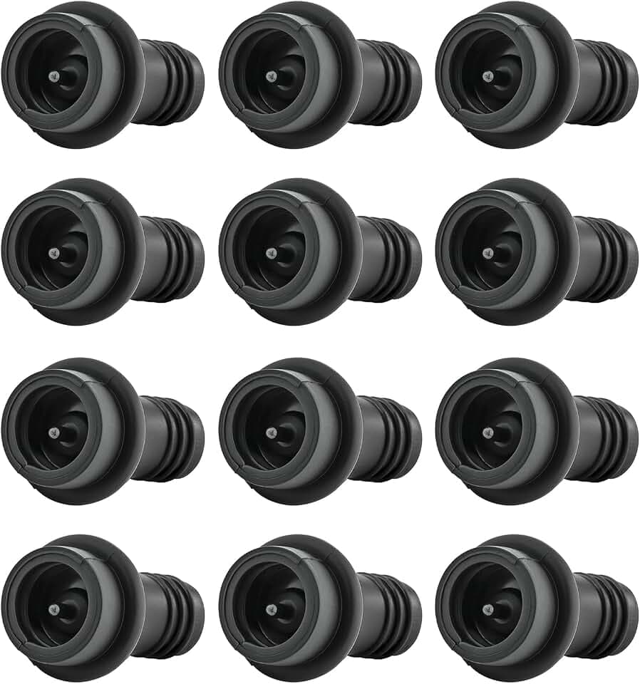 WOTOR Wine Stoppers Vacuum, Silicone Wine Saver & Preserver, 12 Pcs (Black)