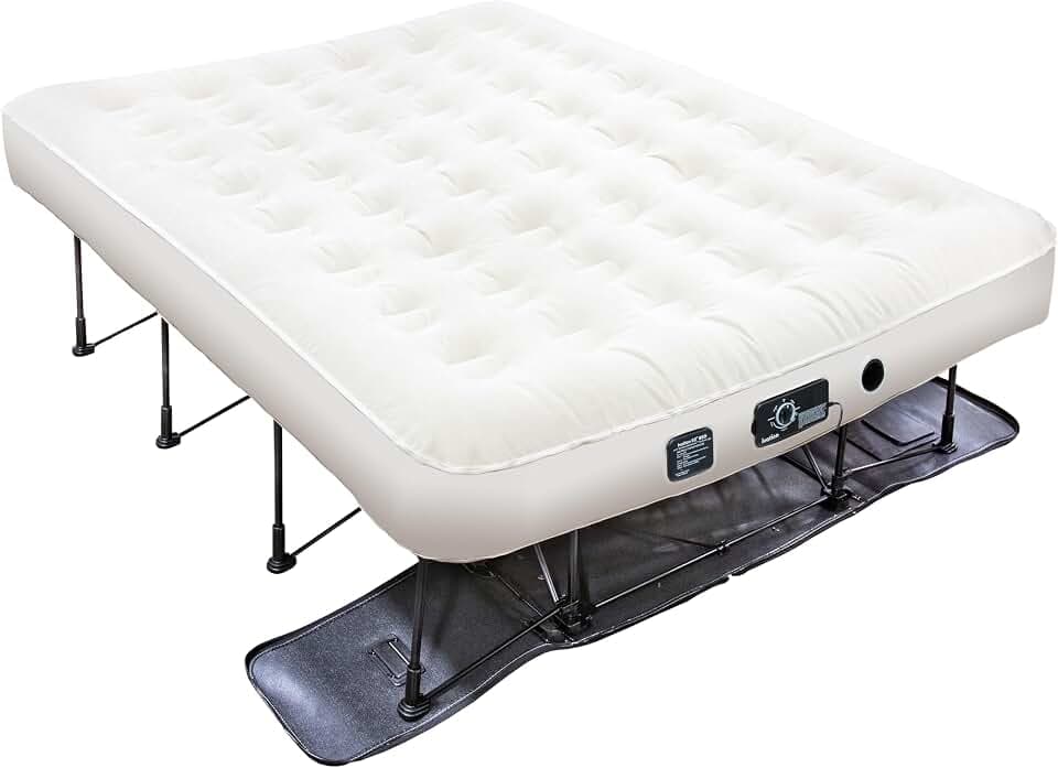 Ivation EZ-Bed (Queensize) Luftmatratze mit Rahmen und Rollkoffer, selbstaufblasend, aufblasbares Bett mit automatischer Abschaltung, Bequeme Oberfläche, ideal für Gäste, Reisen, Urlaub, Camping.
