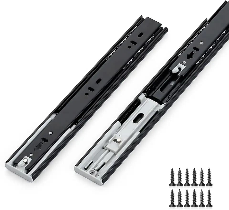 10 Pairs Soft Close Heavy Duty Metal Ball Bearing Full Extension Dresser Drawer Slides - 18 Inches, Side Mount, 500 lbs, Black