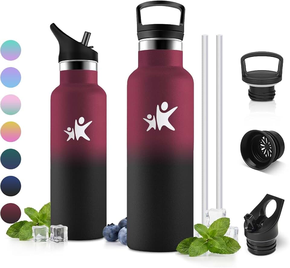 Thermosflasche 500ml, Vakuum Isoliert, BPA-frei, Auslaufsicher, Isolierflasche Kohlensäure Geeignet, Isolierflasche für Schule, Büro, Laufen, Gym
