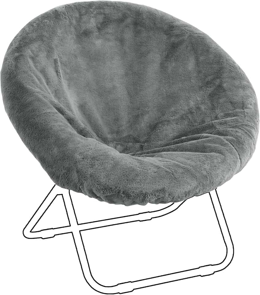 HOMBYS Faux Fur Cover for Saucer Chair, Removable Round Moon Chair Slipcover (Without Chair, Only A Cover), Ultra Soft and Waterproof Chair Cover for Saucer Chairs Size Between 28-30 in x 29-32 in