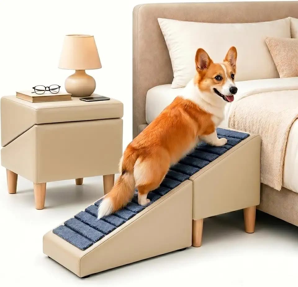 Foldable Dog Stairs for Small Dogs, Pet Steps Ramp for Couch Bed