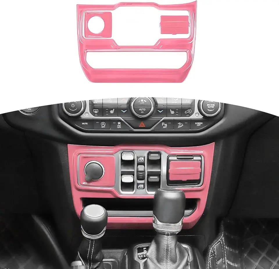 RT-TCZ for Jeep JL Center Dash Window Switch Panel Trim Media Port Cover for Jeep Wrangler JL JLU 2018+ for Gladiator JT 2020+ Pink Interior Accessories 3pcs