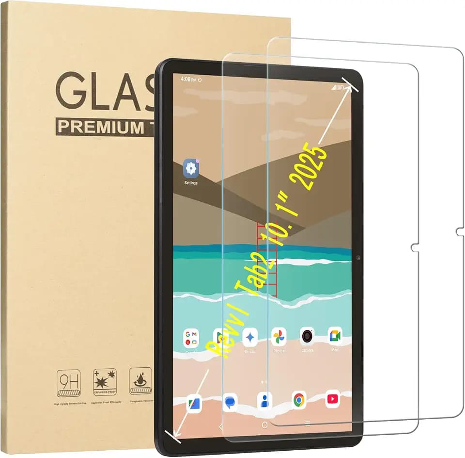 DMLuna 2-Pack Screen Protector for T-Mobile Revvl Tab 2 10.1"(Model:9185W, 2025 Release)ONLY, HD Tempered Glass Anti-Fingerprints Bubble-Free Easy Installation 9H Hardness(NOT FIT REVVL TAB 5G 10.36")