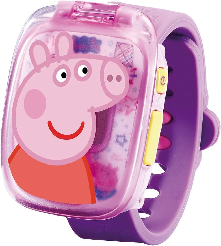 VTech Peppas Lernuhr Pink - Kinderuhr mit 8 Ziffernblättern