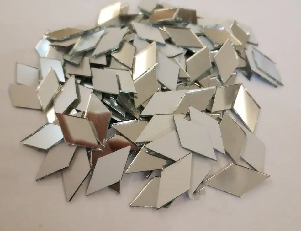 RUIXUAN Mosaikfliesen in Diamantform, Spiegelglas, Heimdekoration, Basteln, DIY-Zubehör (Glasspiegel, 1,27 x 2,5 cm)