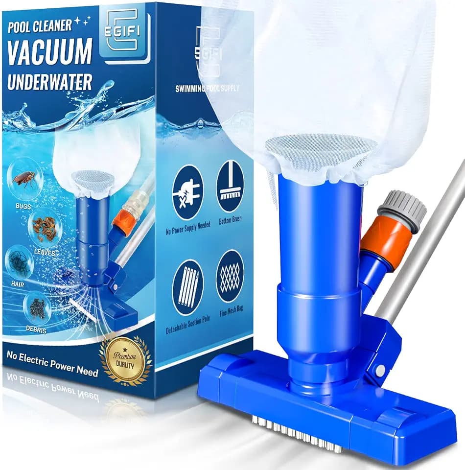 Portable Pool Vacuum for Above Ground, Pool Cleaning, Pure Blue