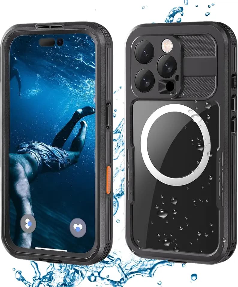 für iPhone 16 Pro Hülle,IP68 Wasserdicht Stoßfest Handyhülle Sturzsicher Staubdicht Integrierter Displayschutz Outdoor Panzerhülle Unterwasser 360 Grad Rundumschutz Schutzhülle-Schwarz