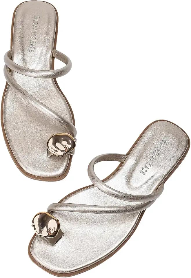 Stratuxx Kaze Women's Toe Ring Flat Sandals Open Toe Loop Dressy Thong