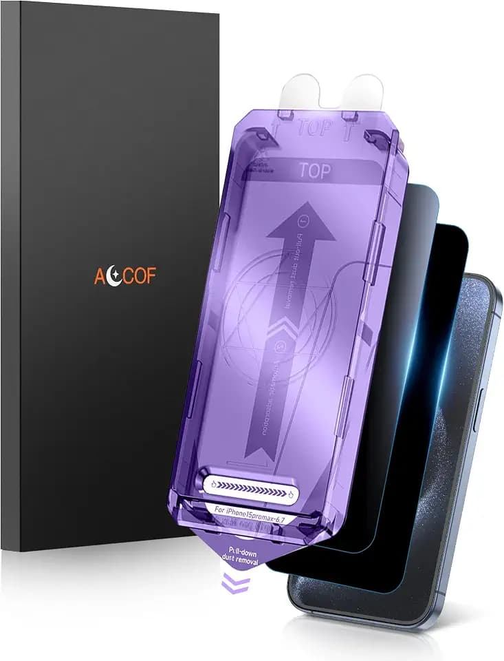 für iPhone 15 Pro Max Anti-spy Folie Full Screen, Auto Installation, Panzerglas Sichtschutz für 15 Pro Max 9H Härte, Anti-Fingerabdruck, Kratzfest, Blasenfrei, 2 Stück(Sichtschutz)