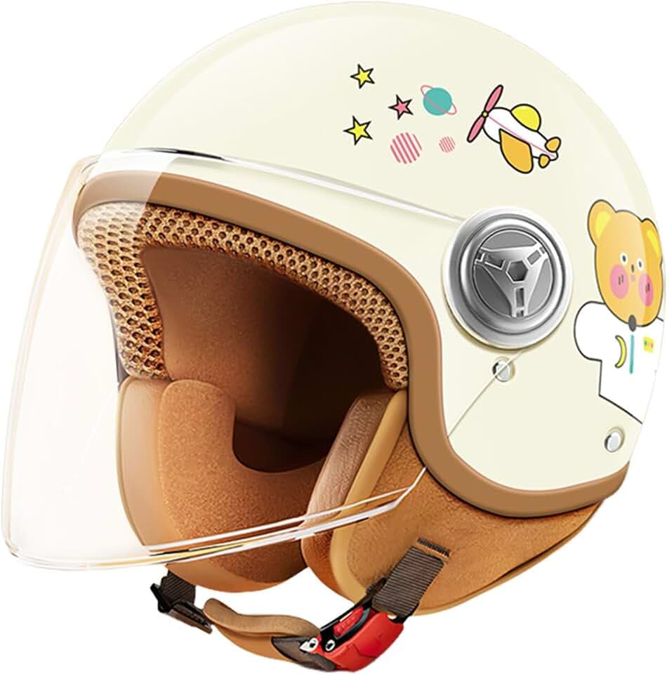 ​DOT Approved Kids 3/4 Open Face Motorcycle Helmet, Retro Vintage Lightweight Helmets, for Boys & Girls 3-15 Years Old Electric Scooter Helmet Fits Dirt Bike Moped ATV Go Kart 4 Wheeler