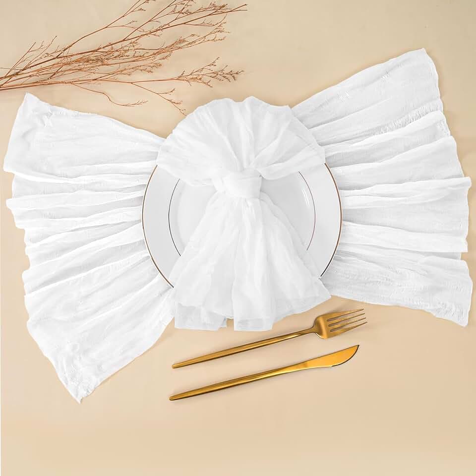 Pesonlook 50 Pcs White Cheesecloth Napkins for Wedding,20 x 20 Inch
