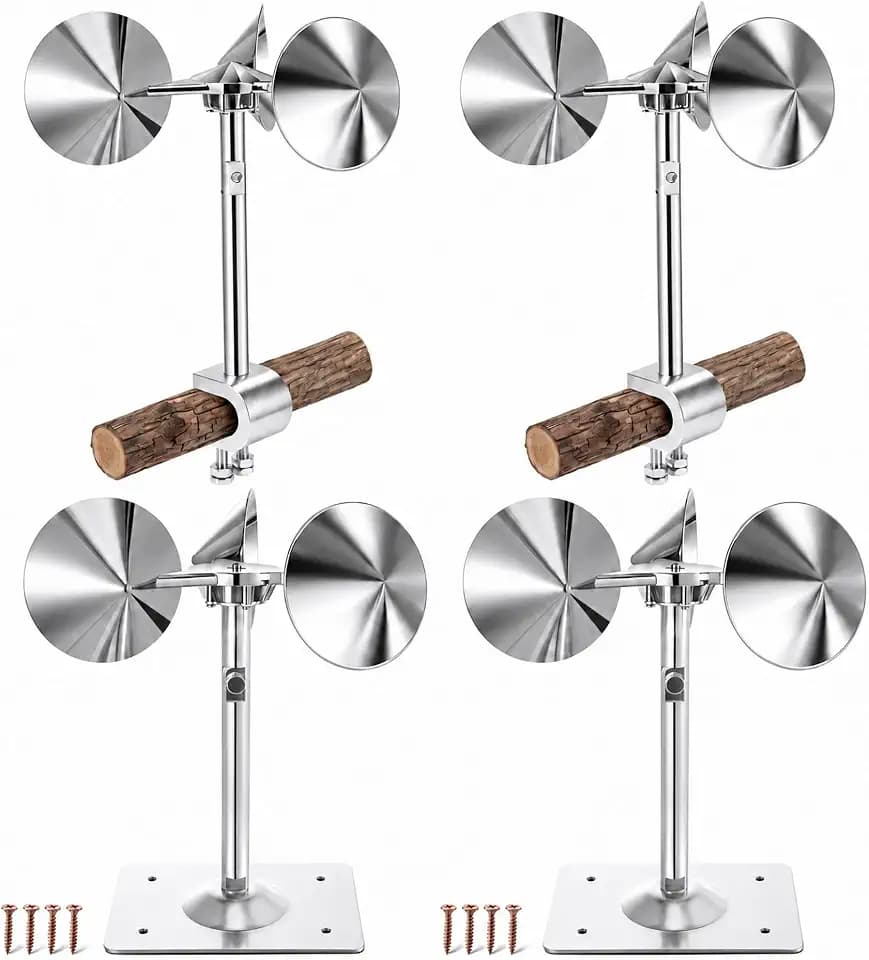 4 Pack Reflective Spinning Bird Deterrents with Clamp and Flat Base Mounts