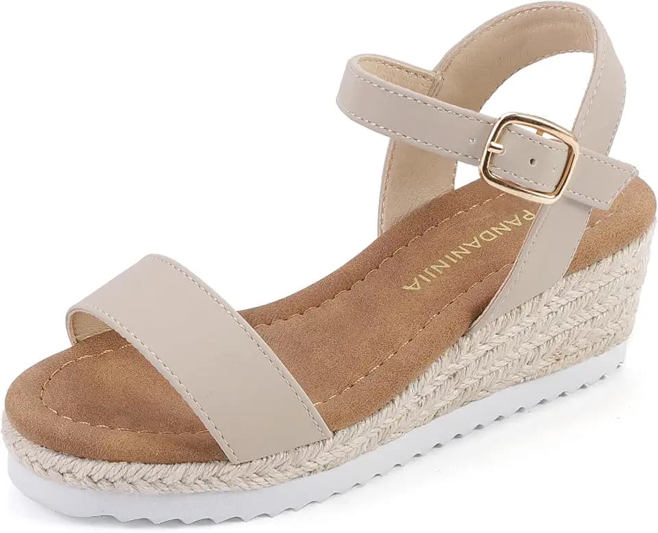 PANDNAINJIA Girls Sandals Wedge Platform Heels Dress Shoes