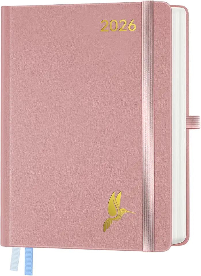Kalender 2026 Tagesplaner A5 1 Tag 1 Seite - Tageskalender 2026 Hardcover,Terminplaner & Buchekalender 2026, 100 GSM Papier für Arbeit Studium Alltag - Rosa