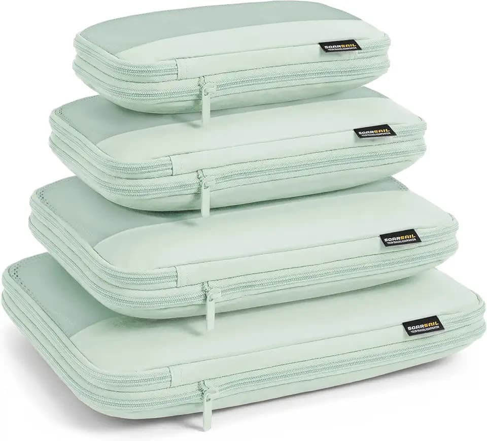 4 Piece Compression Packing Cubes for 3–7 Day Travel, Light Green