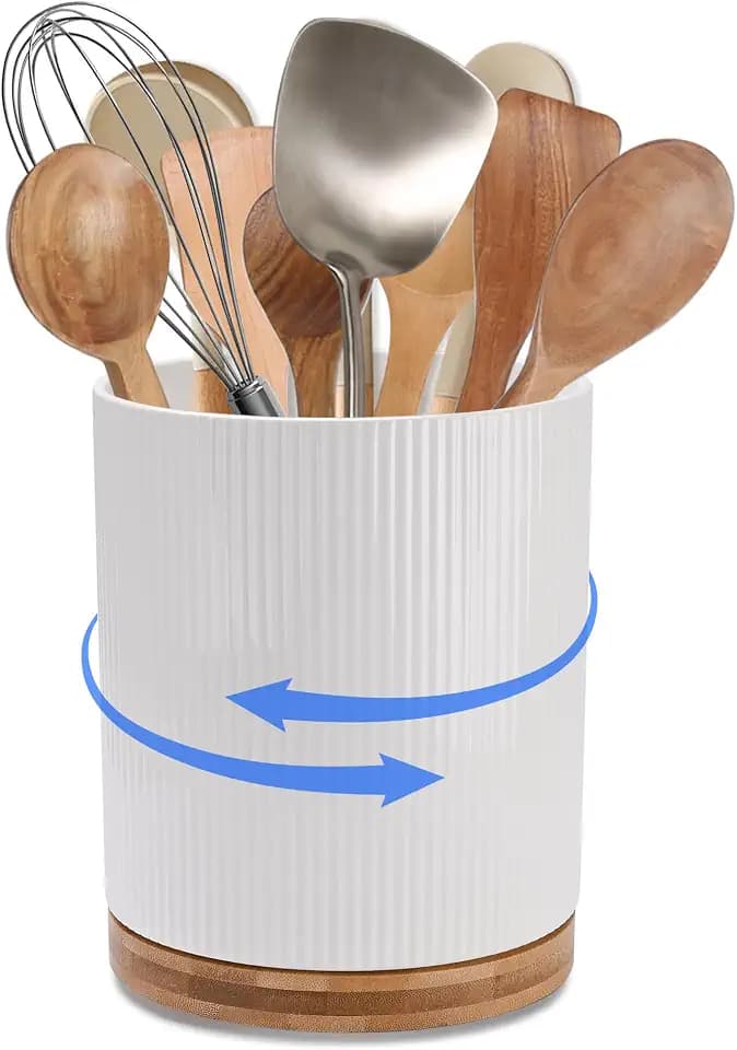 360 Rotating Cooking Utensil Holder,Kitchen Utensil Holder for Countertop