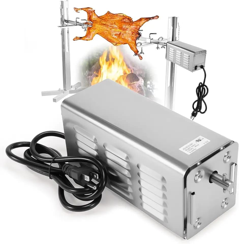 Rotisserie Motor 40W Heavy Duty Spit Motor - Up to 100Lbs - Stainless Steel Electric Grill BBQ Motor Fit for Custom Spit Roasters or Upgrading a Current Spit Motor (115V)