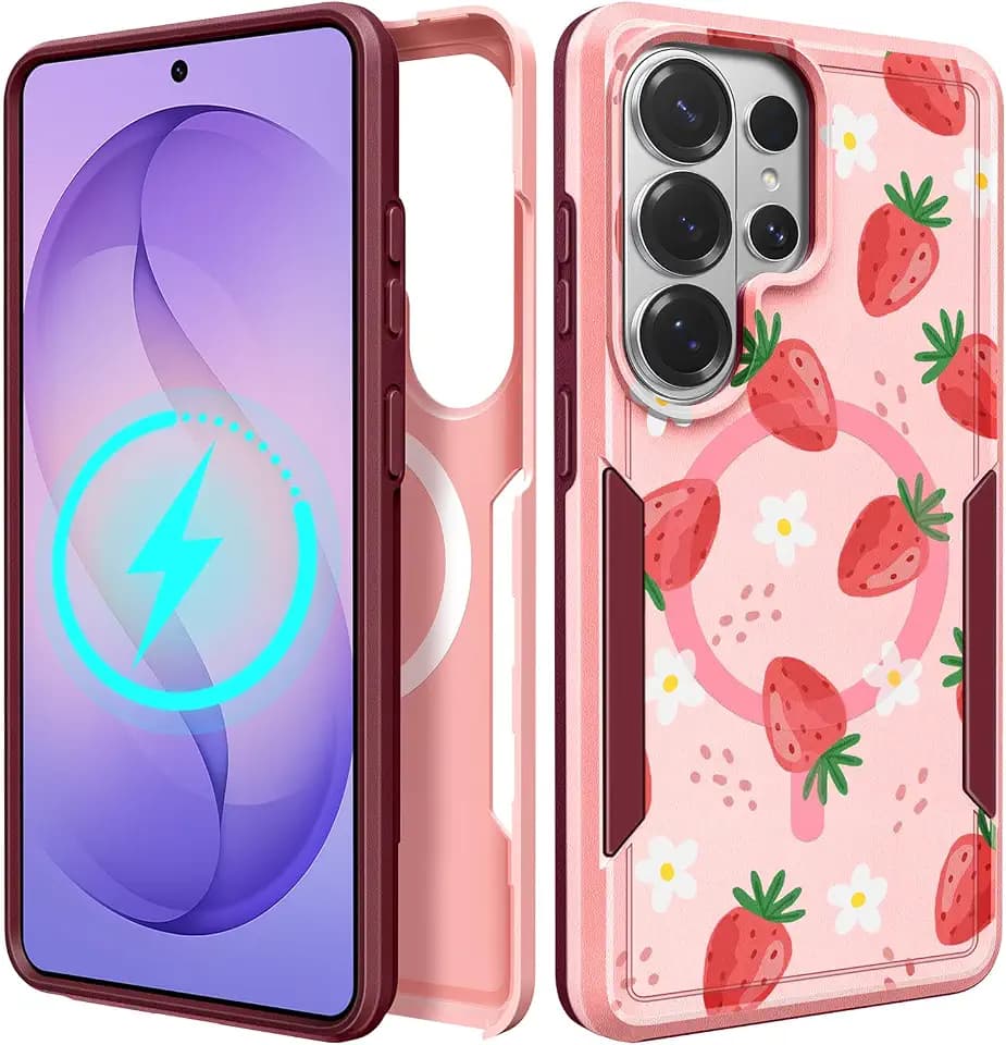 for Galaxy S26 Ultra Case Compatible with MagSafe, Strawberry