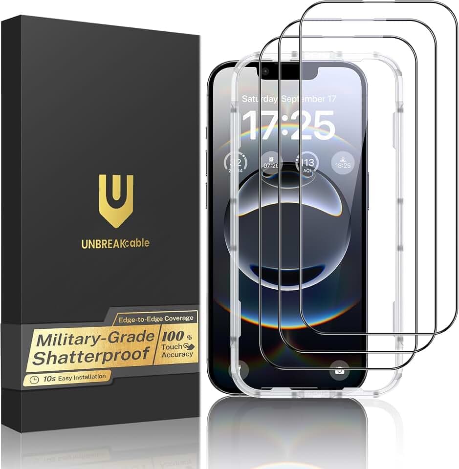 UNBREAKcable 3-Pack Screen Protector for iPhone 16e, Full Coverage