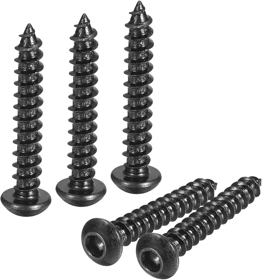 QUARKZMAN M6 x 40mm Selbstschneidende Innensechskantschrauben 50 Stück Innensechskant Rundkopf Schraube Kohlenstoffstahl Bohrschrauben Flachkopf Maschinenschraube für DIY Holz Hardware
