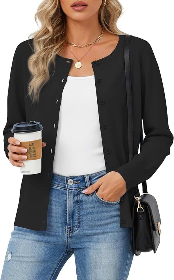 Women's Lightweight Long Sleeve Button Front Cardigan Sweater 1-3 Pack