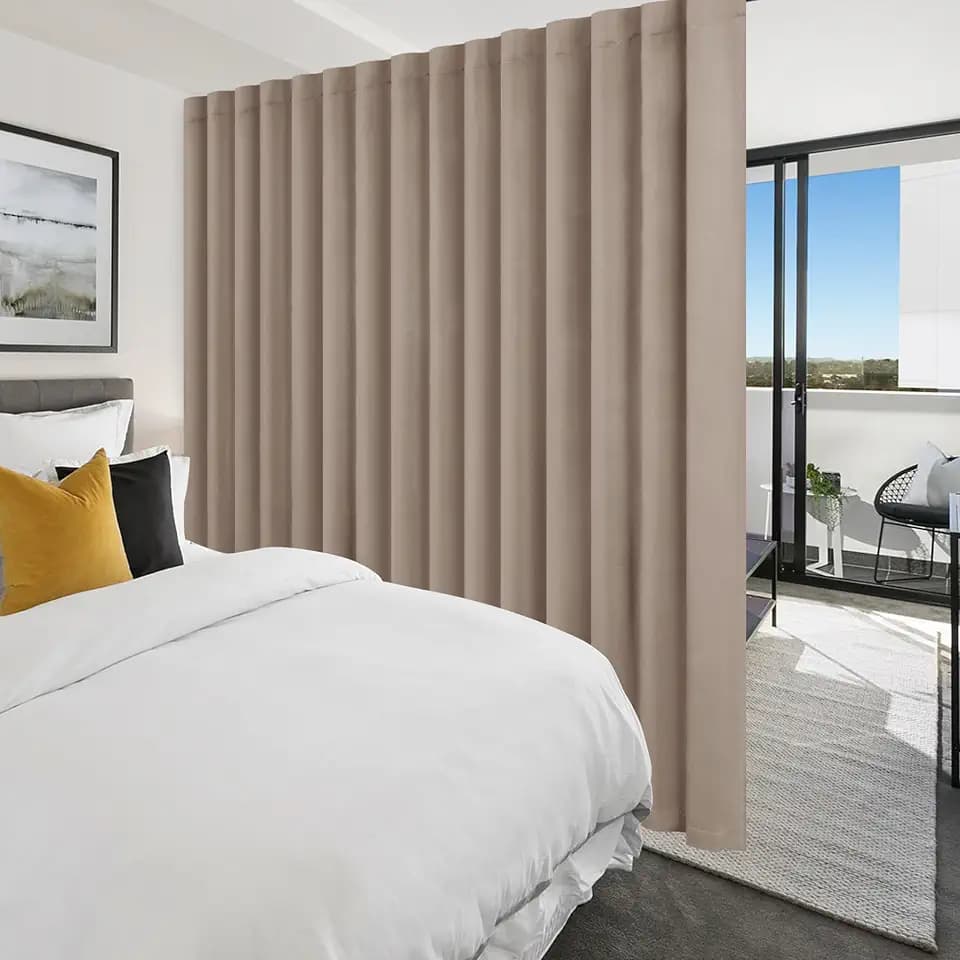 Hiasan Blackout Sliding Door Room Divider Curtain 120 x 84 Inches, Camel
