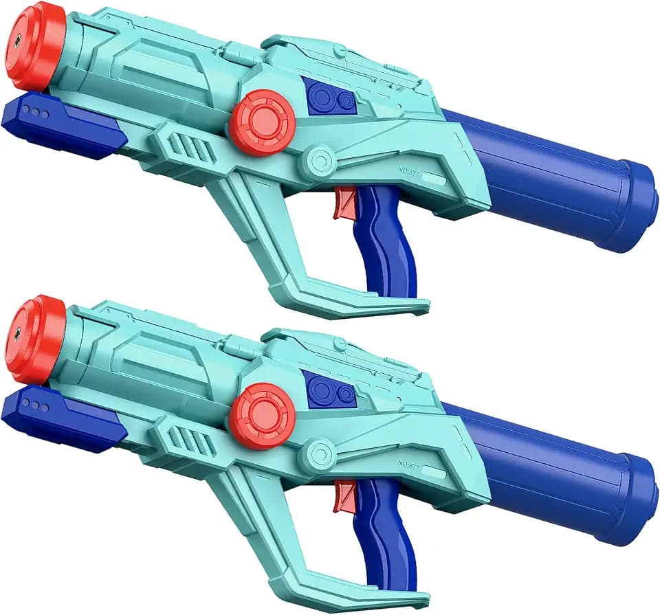 2-Pack Water Guns for Kids and Adults, Super Squirt Gun Water Soaker Blaster - Large Size - 32ft Shooting Range - High Capacity - Quick Refill - Fun Summer Outdoor Water Toys Gun for Boys Girls