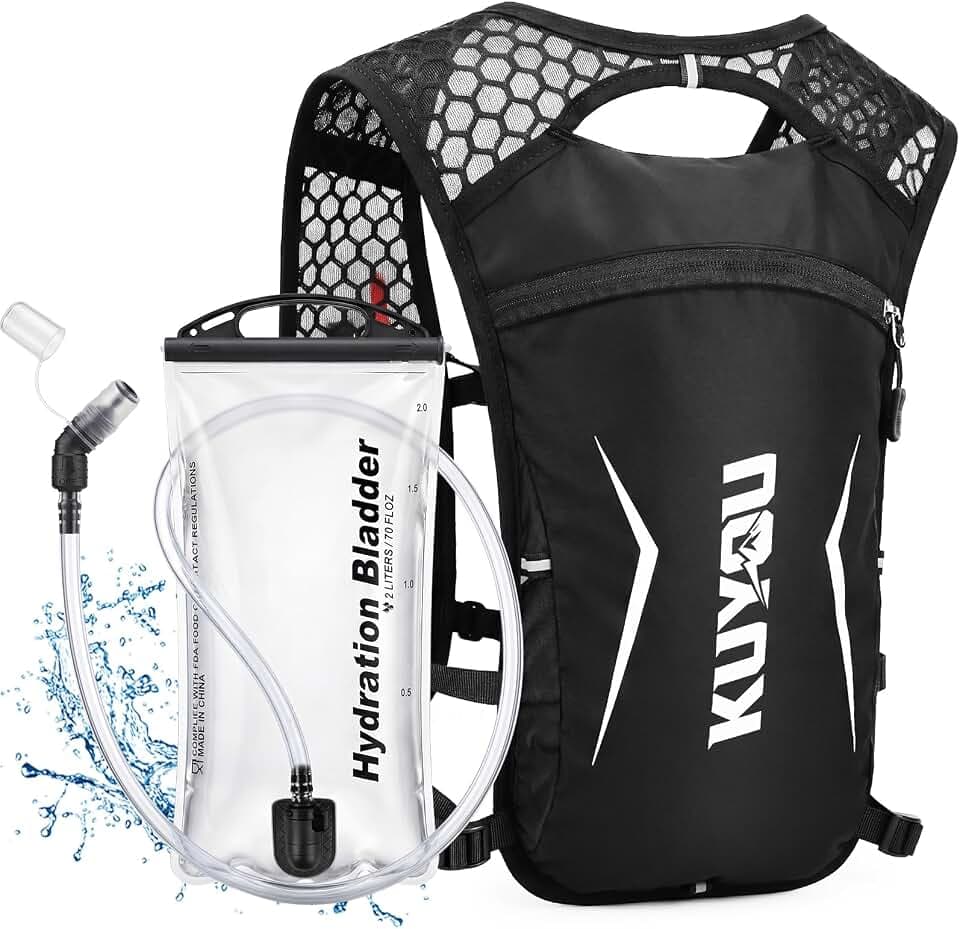 KUYOU Running Vest for Women & Men, Lightweight Hydration Backpack with 2L Water Bladder, Water Backpack for Trail Running, Hiking, Cycling & Marathon