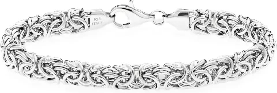 Miabella Italian 925 Sterling Silver Byzantine Bracelet for Women