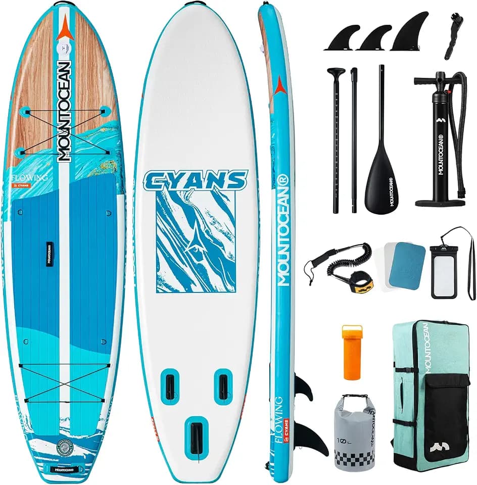 MOUNTOCEAN Premium Extra Wide Inflatable Paddle Board with SUP Accessories